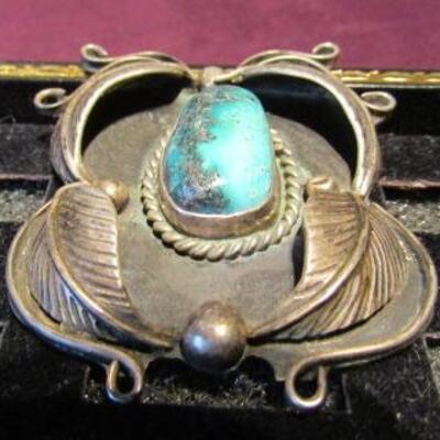 LOT 34  TURQUOISE PYRITE & STERLING PENDANT