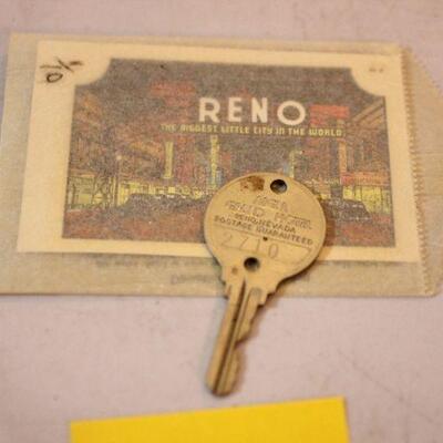 Lot 14 Vintage MGM Grand Hotel Reno Hotel Key & Souvenir