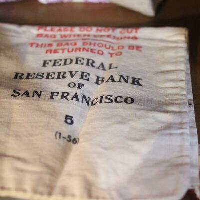 Lot 33 Vintage Rice Bags & Bank Canvas Bag