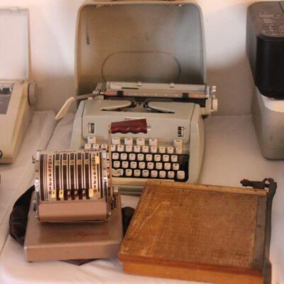 Lot 67 Vintage Hermes 3000 Typewriter, Paymaster Adding Machine & More