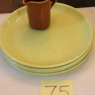 Lot 75 Vintage CA Pottery Brusche Dinner Plates Lime Green