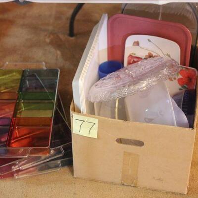 Lot 77 Box of Plastic Kitchen/Serving Ware