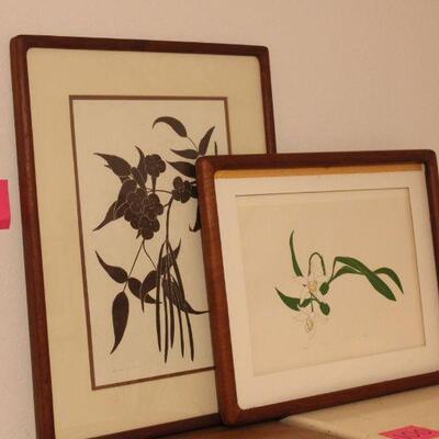 Lot 99 Two Wood Mid Century Frames with Signed Serigraphs Art