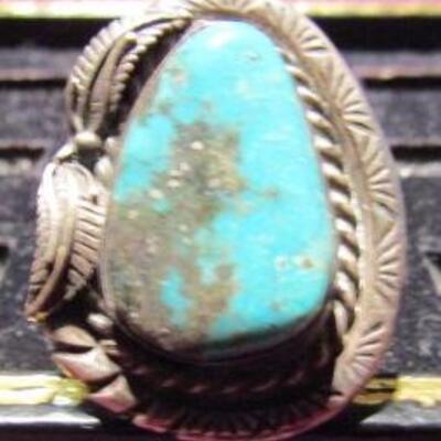 LOT 42  TURQUOISE PYRITE STERLING RING