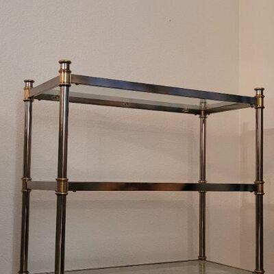 Lot 149: Vintage Mid Century Modern Brass and Glass Display Shelf