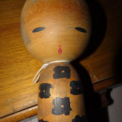 Kokeshi Wooden Doll, Hand Painted - Vintage Japanese doll
