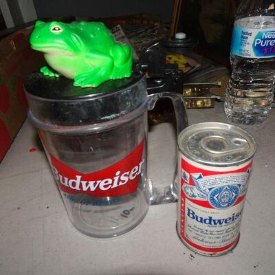 Vintage Budweiser Collectibles, Frog and Beer can with Golf Balls 