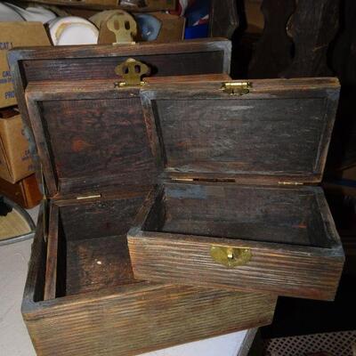 3 Nesting Storage Wood Boxes 