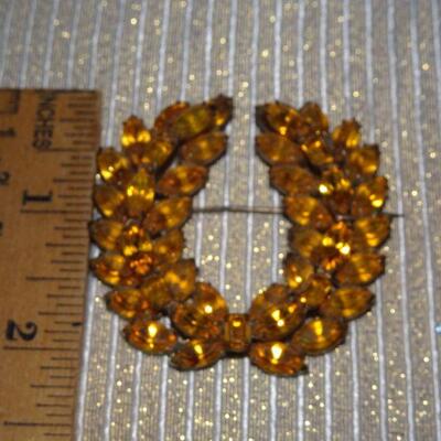 Golden Rod Color Rhinestone Brooch 