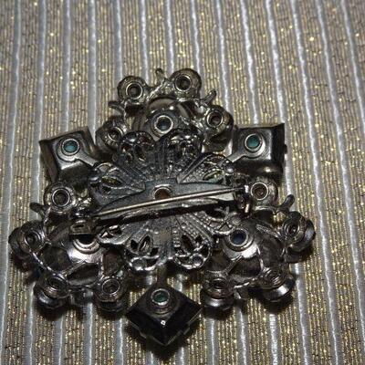 Blue Rhinestone Brooch Pin