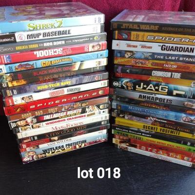 Lot 018  Lot of 39 DVD's