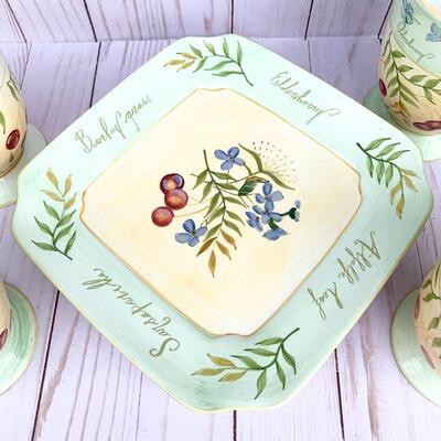 LOT 37  FOLKSY CERAMIC PIE & COFFEE SET 