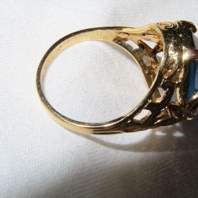 Aqua colored gold tone ring