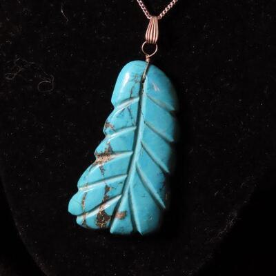 Turquoise Feather Sterling Chain