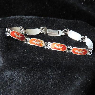 Dragon, sterling and enamel bracelet 