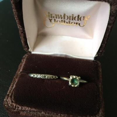 18k White Gold Vintage Wedding Ring Set Size 6.5