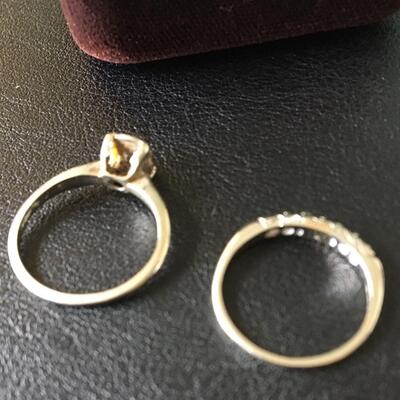 18k White Gold Vintage Wedding Ring Set Size 6.5