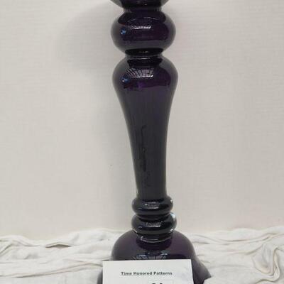 Lot 61 , 17 inch Amethyst glass mid century double sided  vase/ Candleholder