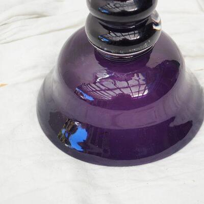 Lot 61 , 17 inch Amethyst glass mid century double sided  vase/ Candleholder