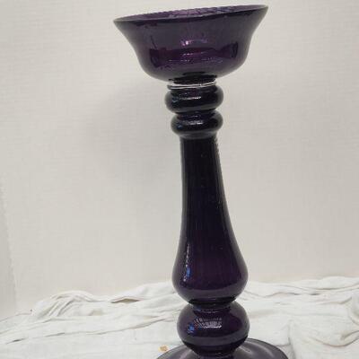 Lot 61 , 17 inch Amethyst glass mid century double sided  vase/ Candleholder