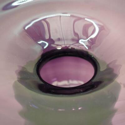 Lot 61 , 17 inch Amethyst glass mid century double sided  vase/ Candleholder
