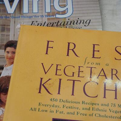 Lot 62,  Vintage Kitchen Cookbooks, Silk flowers, 