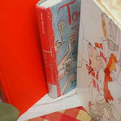 Lot 62,  Vintage Kitchen Cookbooks, Silk flowers, 