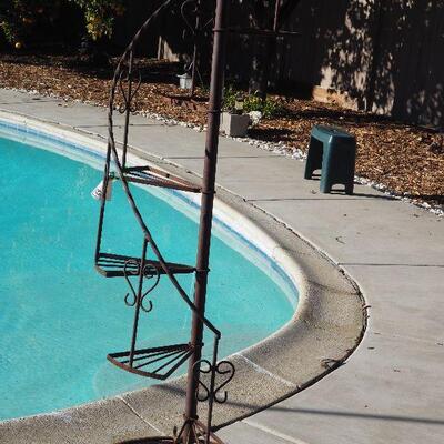 Lot 65 Large 8' iron vintage plant ladder stand