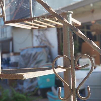 Lot 65 Large 8' iron vintage plant ladder stand