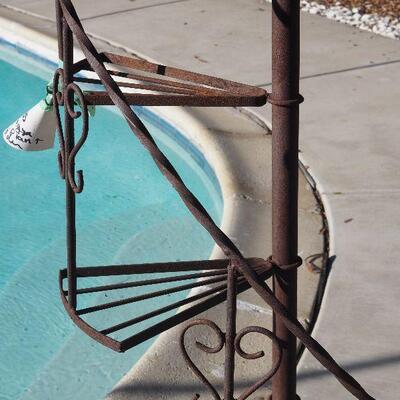 Lot 65 Large 8' iron vintage plant ladder stand