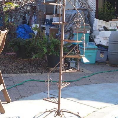 Lot 65 Large 8' iron vintage plant ladder stand