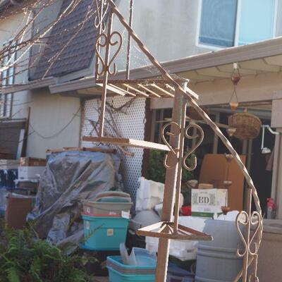 Lot 65 Large 8' iron vintage plant ladder stand