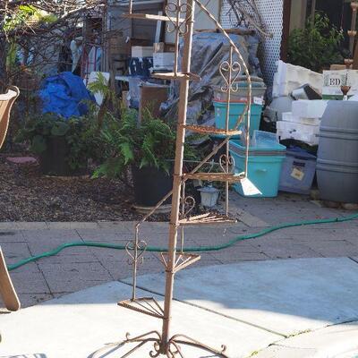 Lot 65 Large 8' iron vintage plant ladder stand