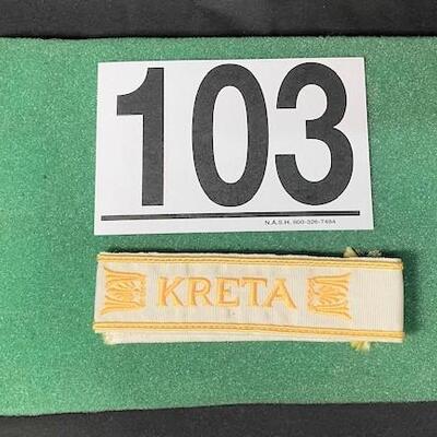 LOT#103B: WWII German Nazi Kreta Armelstreifen Cuff Title