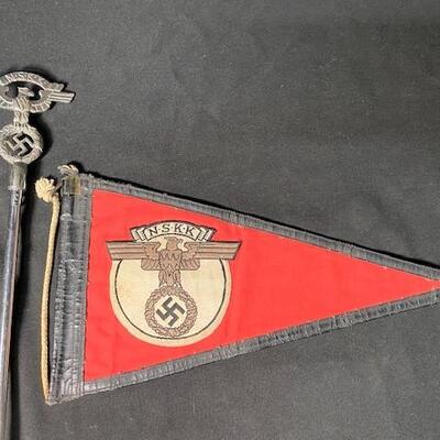 LOT#106B: WWII NSKK Pennant w/ Car Flag Pole