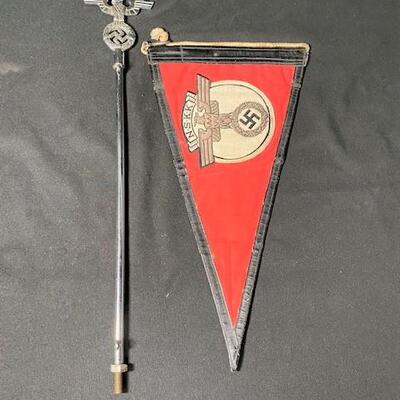 LOT#106B: WWII NSKK Pennant w/ Car Flag Pole