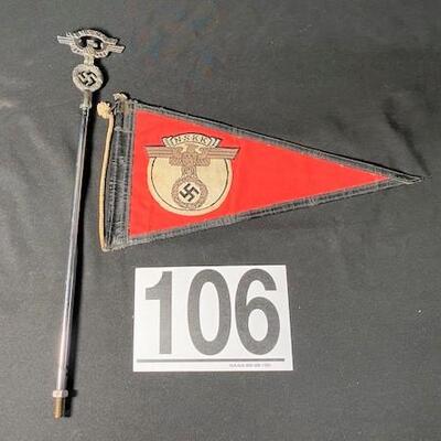 LOT#106B: WWII NSKK Pennant w/ Car Flag Pole