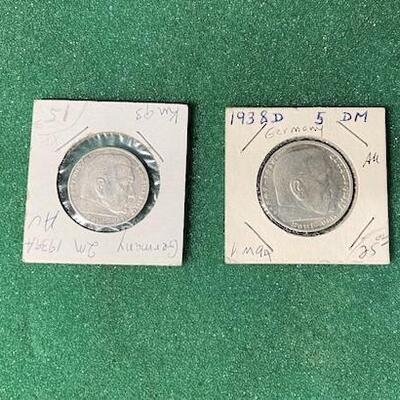 LOT#114B: 1938S & 1939A Deutsche Mark Coins