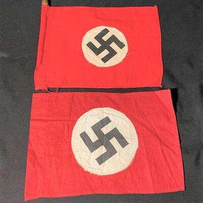 LOT#156B: Pair of Nazi Desk Style Flags