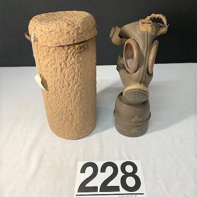 LOT#228: German Late WWII Gas Mask w/ Case