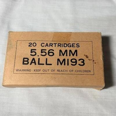 LOT#250: NOS 5.56mm Ball M193 Ammo (Unopened)