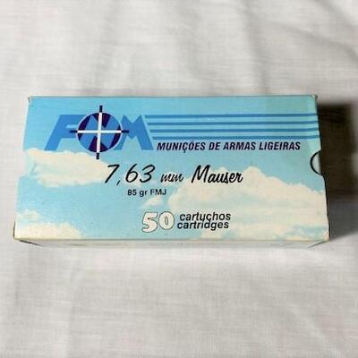 LOT#251: NOS 7.63 Mauser Ammo 50 Rounds