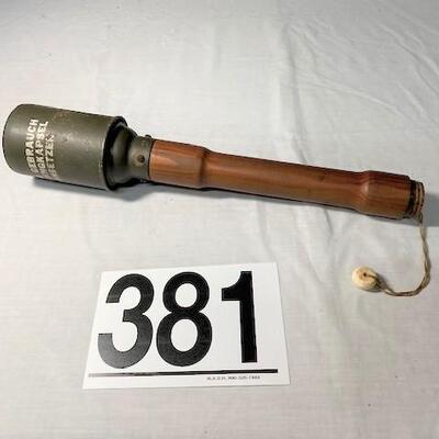 LOT#381: 1939 German WWII Stick Grenade 3rd Reich Mark