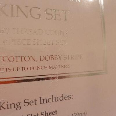 Lot 167: 100% Cotton 4-Piece DOBBY STRIPE King Size Bedroom Set 
