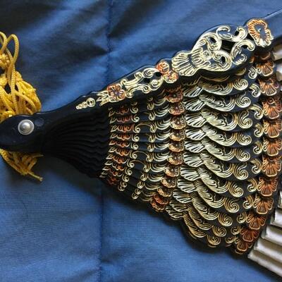 Vintage Asian Hand Fan Accordion Style 10â€