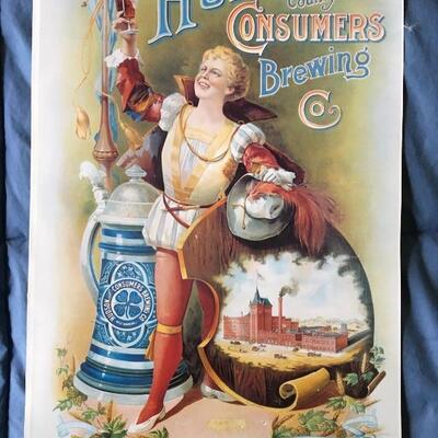 Vintage 11 x 15 Beer Poster HUDSON CONSUMERS BREWING Co. New Jersey