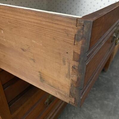 Antique Marble Top Chest with Wood & Tile Back 