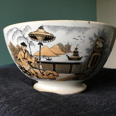 Antique Dutch Petrus Regout & Co. Maastricht Pajong Pattern Ceramic Large 8â€ Bowl