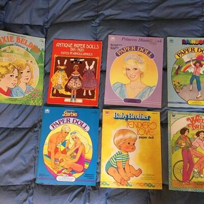 Collection of 7 Vintage Paper Doll Sets with Lady Diana, Trixie Belden, Barbie and more...