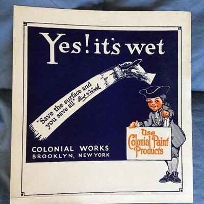Vintage COLONIAL PAINT PRODUCTS Double Sided Sign 8 x 9